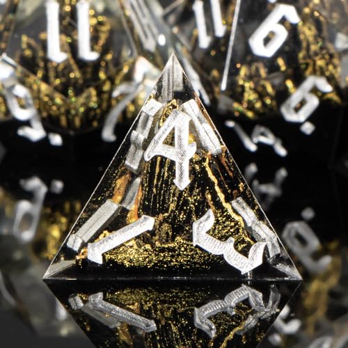 KERWELLSI DND Dice Set D&D, 7pcs Sharp Edge Resin D and D Dice with Gift Box, Nature Mountain Dungeon Dragon Role Playing Dice D20 D12 D10 D8 D6 D4 - Image 9