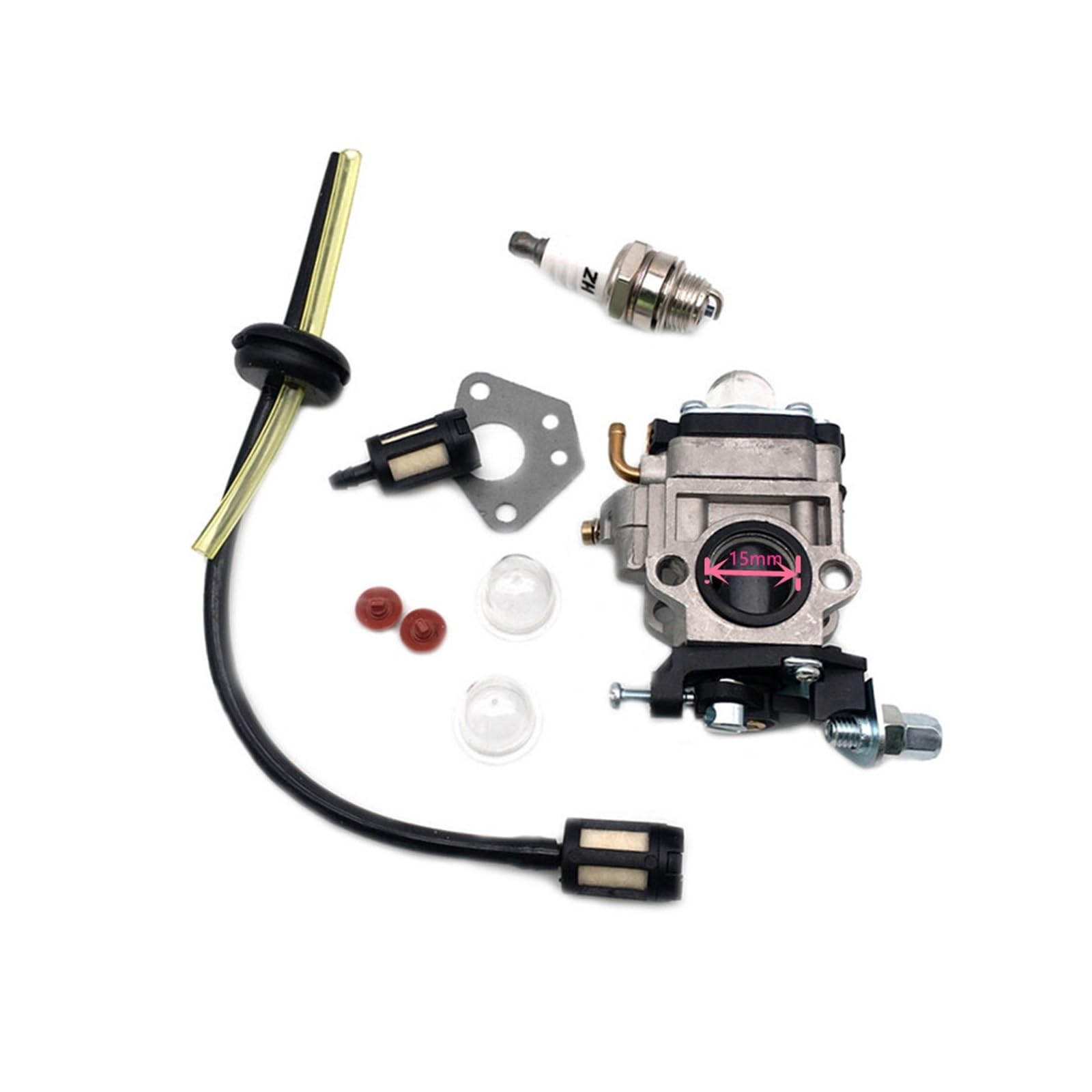 Kit de carburador Kit Para Desbrozadora De 52 Cc, 49 Y 43 Con Junta, Manguera, Bujía Filtro Gasolina. Compatible Motores 40-5, 44-5, CG430 CG520(GRAY)