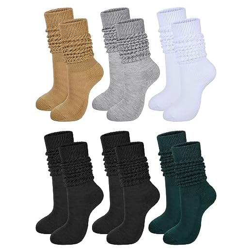 Bencailor 6 Pairs Women's Slouch Socks Soft Knee Long Scrunch Socks Cotton Knit Stacked Socks Boot Socks for Women Men (Dark Colors)