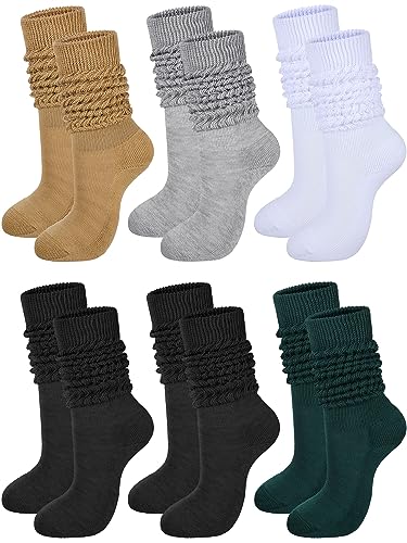 Image of Bencailor 6 Pairs Women Slouch Socks Knee High Boot Socks