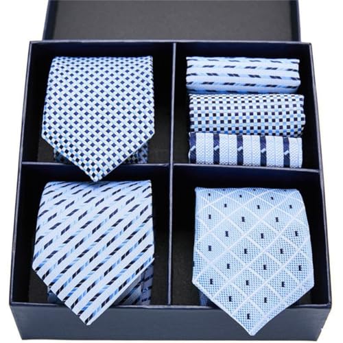 Corbata para hombre de negocios con estilo a rayas y pañuelo