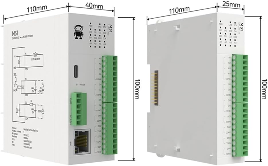 8DI Remote IO Module RS485 Ethernet RJ45 M31-XAXX0800G Analog Switch Acquisition Modbus TCP RTU Firmware Upgrade Host Max 16 Expansion Modules