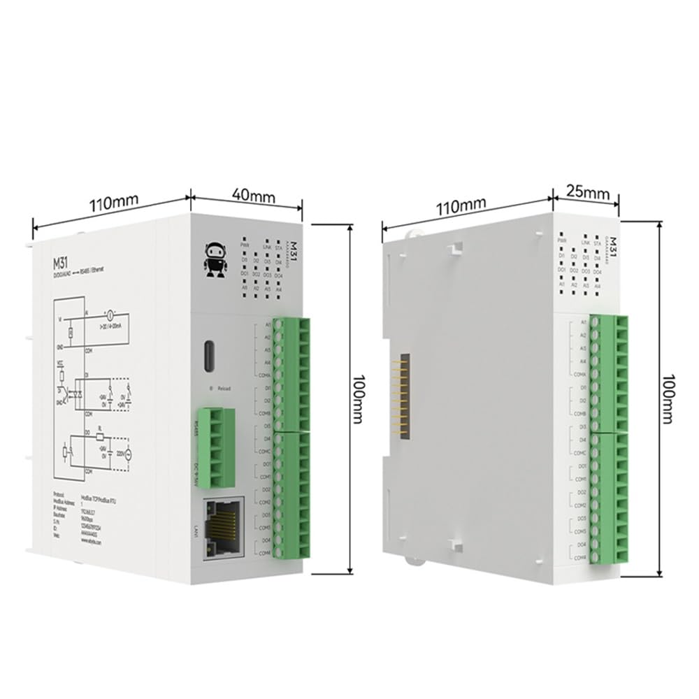 4DI+4AI+4DO RS485 Ethernet M31-AAAX4440G Modbus RTU Firmware Upgrade Host Max 16 Moduli di espansione