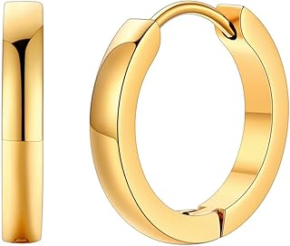 Stainless Steel Black/Silver/Gold Hoop Earrings for Men - Hypoallergenic...