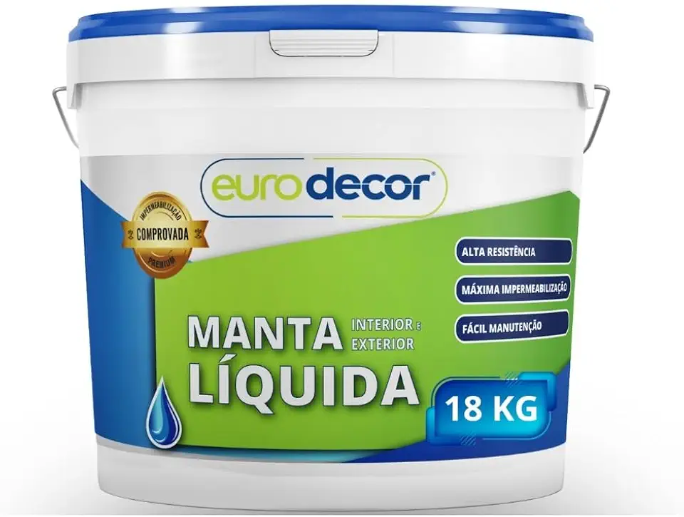 Euro Decor Manta Líquida 18Kg Impermeabilizante para Interior e Exterior, Alta Resistência, Máxima Impermeabilização, Fácil Manutenção (Branco)