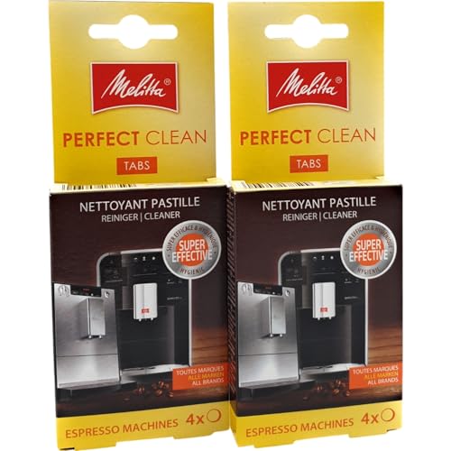 NaschLager Lot de 2 tablettes de nettoyage compatibles avec les machines à café Melitta Perfect Clean Tabs (8 pièces) - Tablettes de nettoyage compatibles avec Melitta Caffeo Solo Barista CI Passione