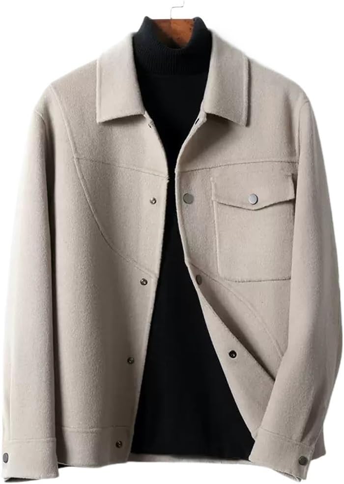 Autumn Double-Sided Tweed Short Section Coat Men Tweed Jacket Youth Jacket(L Code)