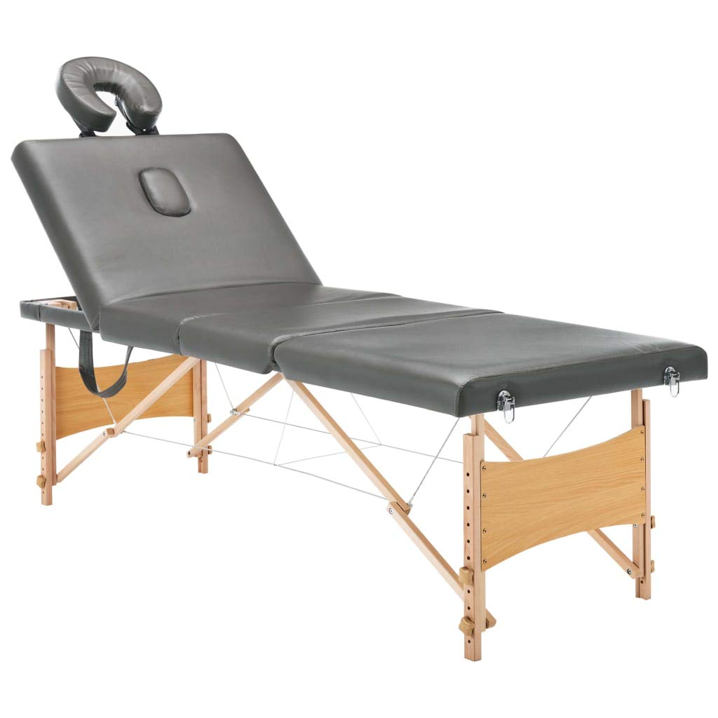 Generisch Massageliege 4-Zonen Holzgestell Anthrazit 186x68 cm,Gesundheit & Schönheit,Körperpflege,Massage & Entspannung,Massagetische,17.85KG,110173