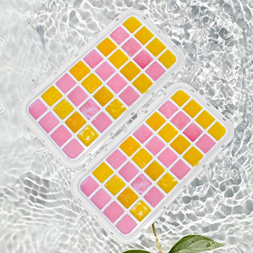 Foto von Eiswürfelbehälter mit Deckel und Behälter, 64 Stück Eiswürfel, einfaches Drücken, um das Eis zu lösen, Kühlen von Cocktail, Whiskey, Kaffee, 2 Schalen, 1 Eiskübel und Schaufel (blau)