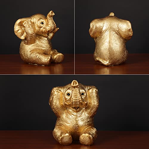 Set de 3 estatuas doradas de elefante para decoración miniatura 5
