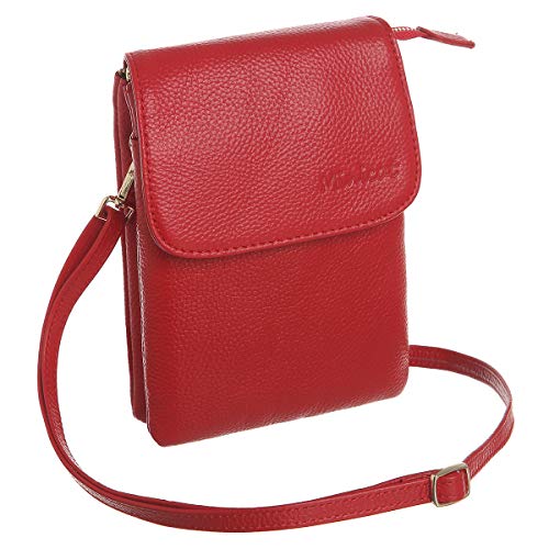 MINICAT Leather Small Crossbody Bags RFID Blocking Cell Phone Purse Wallet for Women(Red)