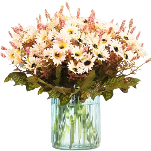 astylishome Ramo de flores artificiales para tumba, margaritas artificiales de seda sintética, flores silvestres de plástico, ramo de margaritas falsas para decoración de interiores y exteriores 3320