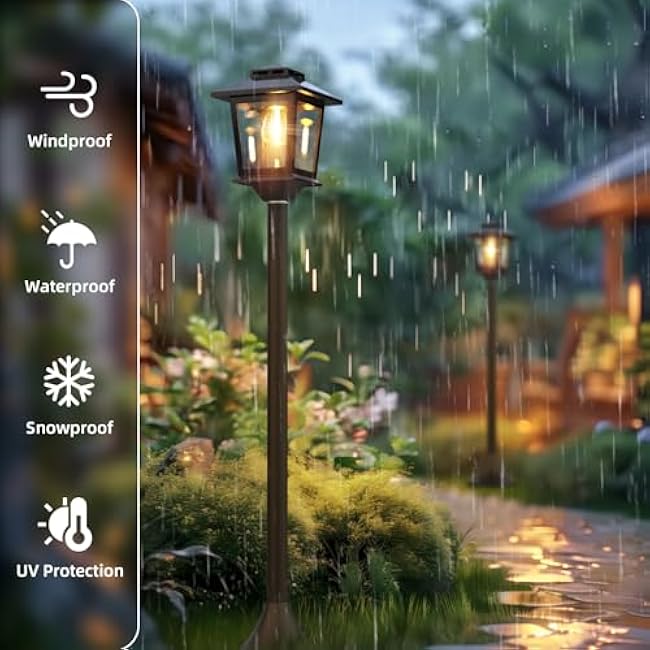 64 Solar Outdoor Light Solar Lamp Post Light 3000K Warm White Outdoor Floor Lamp