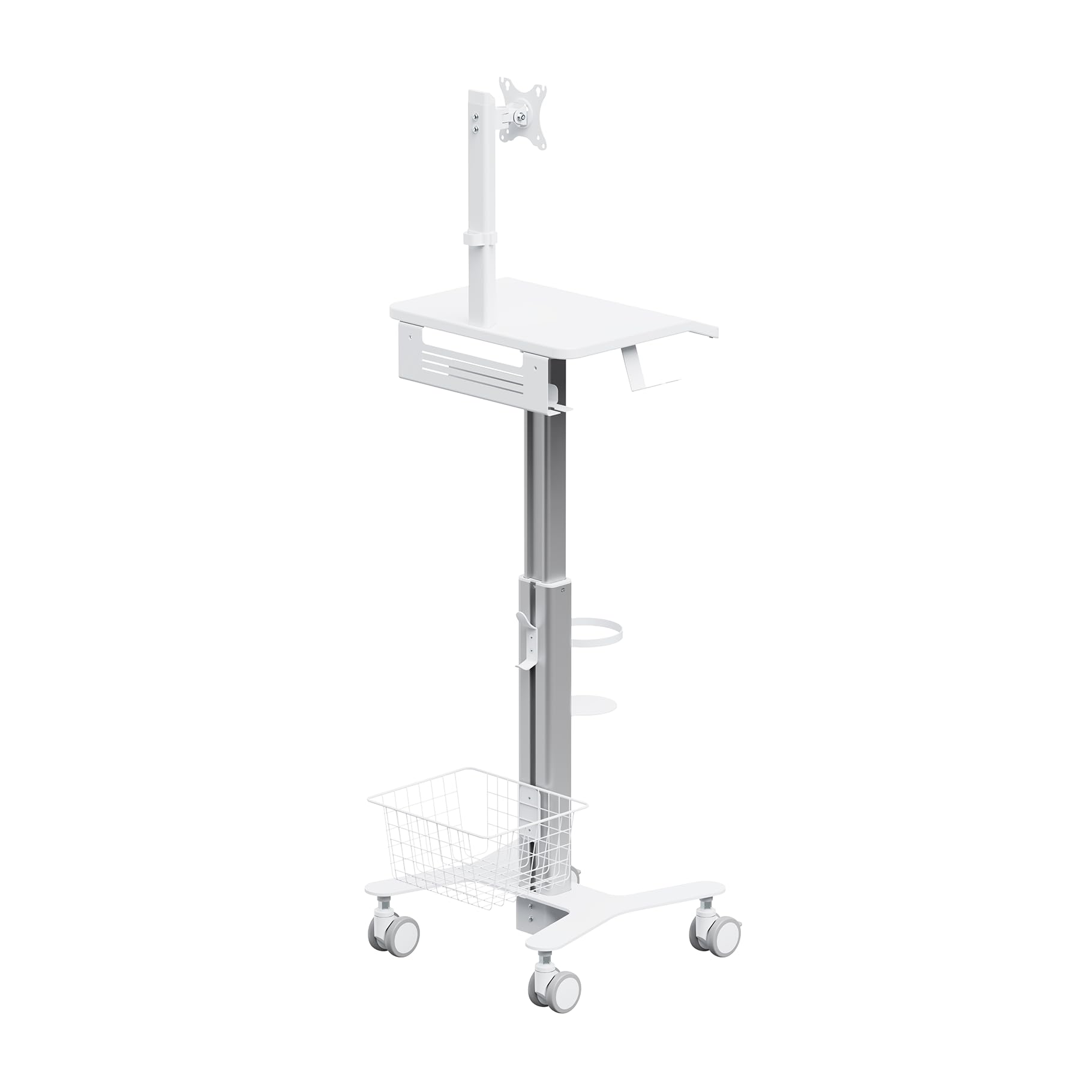 Carro para Equipos médicos con Soporte para Monitor 17"-27", Altura Regulable 80-120 cm