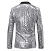 Mens Sequins Blazer Formal Business Host Stylish Suit Jacket for Wedding Party Dinner Fashion One Button Sport Coat Silver