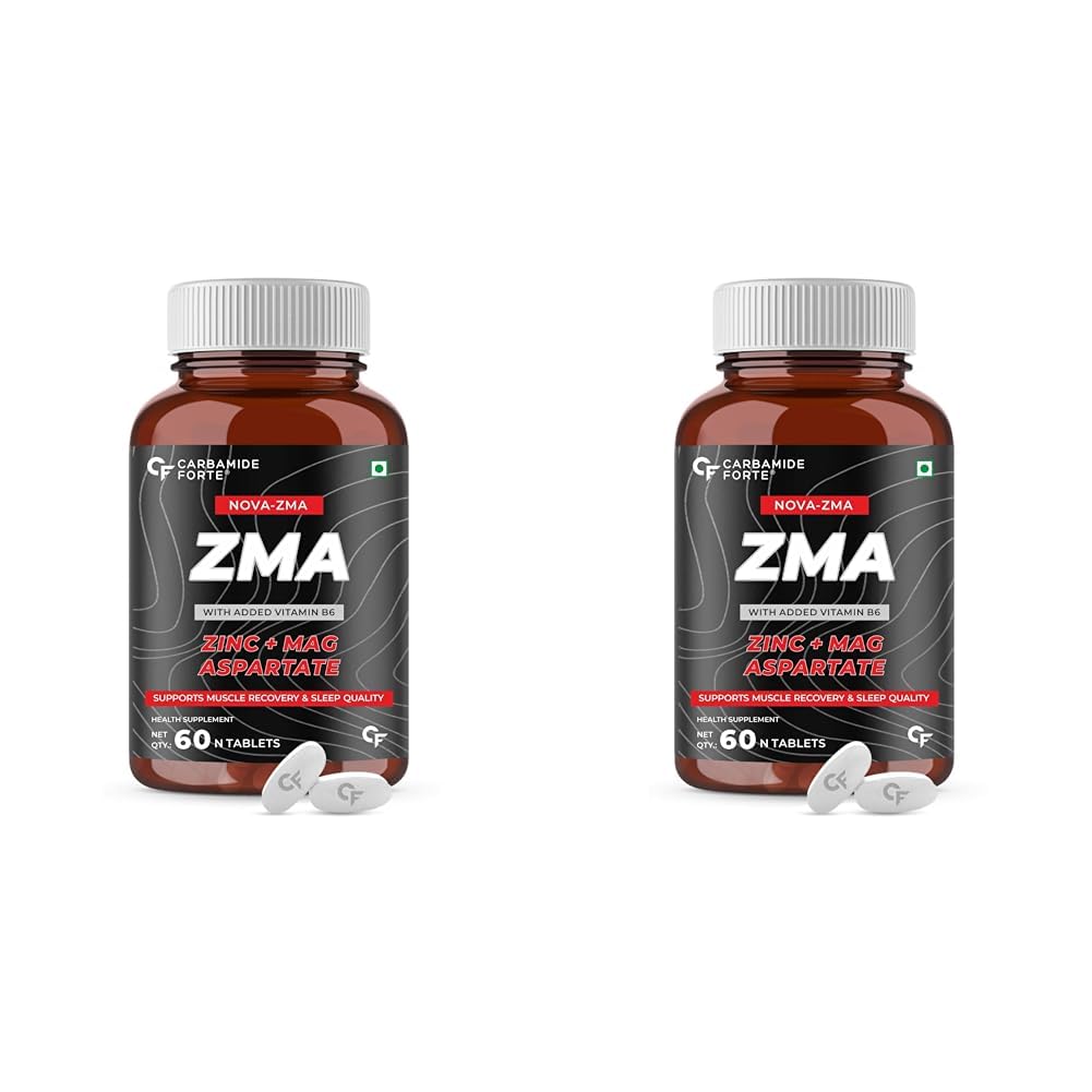 Carbamide Forte ZMA Supplements for Men & Women - Zinc, Magnesium Aspartate & Vitamin B6 - Nighttime Muscle Recovery Supplements for Muscle Strength - 60 Veg Tablets 60 Count (Pack of 2)-image-28