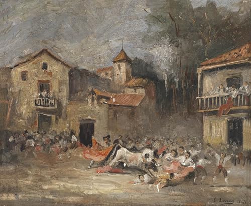 Pintura Pelea de animales de Eugenio Lucas Velázquez, lienzo de alta calidad