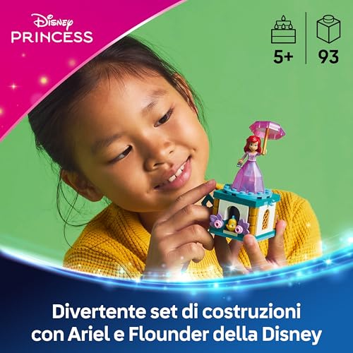 | Disney Princess Ariel Ballerina - Trottola Giocattolo con Mini Bambolina, Figura di Flounder e Accessori come un Diamante e una Chiave - Idea Regalo per Bambine da 5 Anni in su - 43259 - Lego - Immagine 1