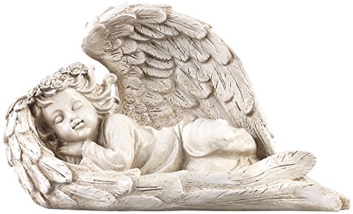 Lunartec Grablicht Solar Engel: Schlafende Solar-LED-Schutzengel-Figur, 16 cm, für innen & außen (LED Engel, Grabschmuck, Solarleuchten)