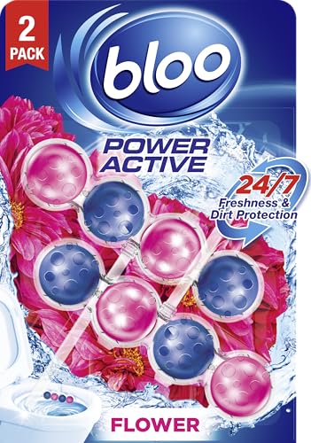 Bloo Solid Rim Toilet Cleaner Power Active Flower Twin Pack 2x50g