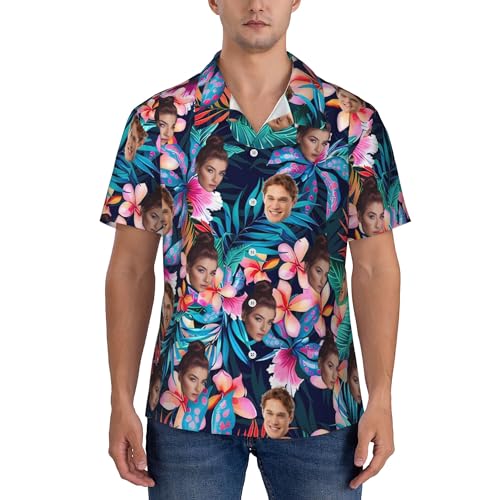 SJZUISL Personalisiert Hawaii Hemd Männer mit Gesicht, Lustige...