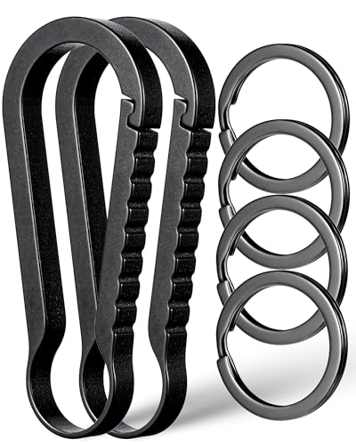 FEGVE Titanium Carabiner Keychain Clip, Small Key Holder Clip, Anti-Lost Quick Release Hook for Keys