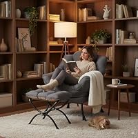 LITA Lazy Chair with Ottoman, Comfy Accent Reading Chair, Dark Grey — image 4