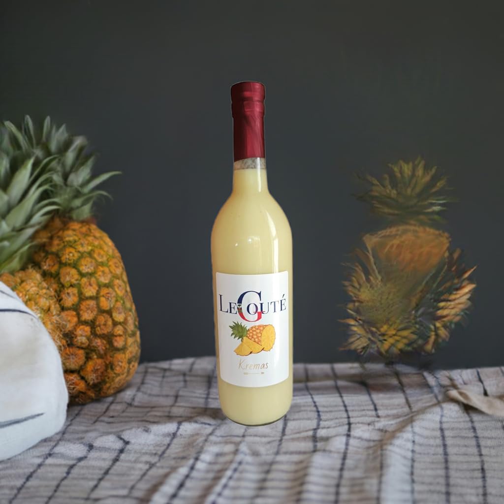 Pineapple Haitian Kremas Cream Liqueur, 750 ML Glass Bottle, Low Sugar, Liquid Form, for Adults 21 and Over