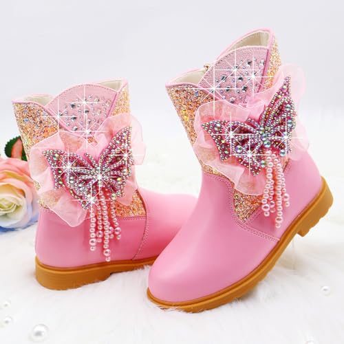 Girls Cowgirl Boots Little Kids Western Boots Mid Calf Toddler Riding Shoes Glitter Boots3