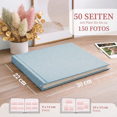 Zenacolor - Fotoalbum zum Selbstgestalten 50 Seiten Leinen - Blau – Ansicht 2