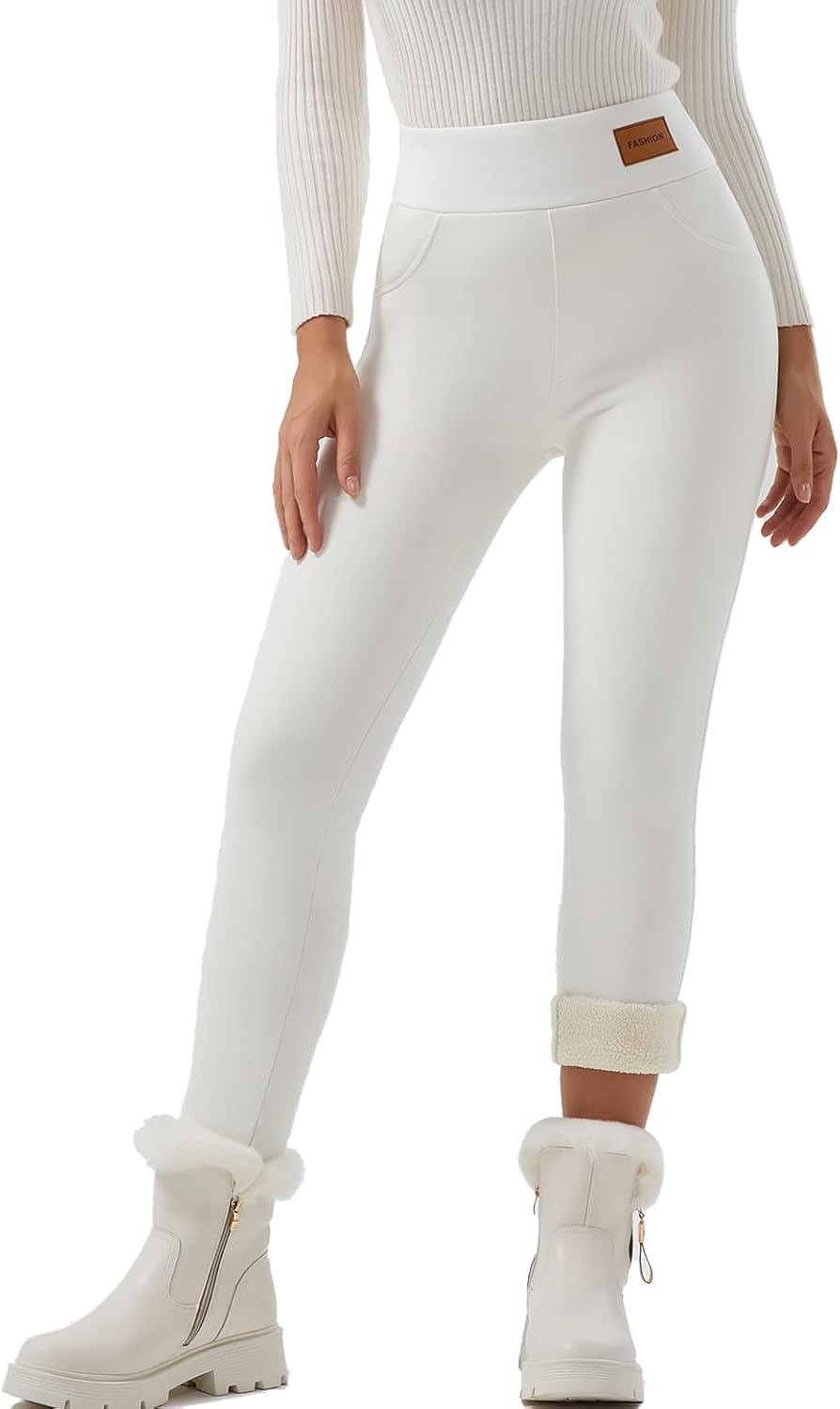 Women Sherpa Lined Leggings Soft Clouds Fleece Tights Winter Warm Thermal Thick Cashmere Pants High Waist