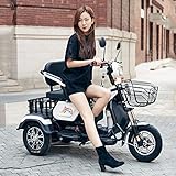 Viejo scooter de tres ruedas / adulto discapacitado casual motocicleta eléctrica de tres ruedas scooter de servicio pesado batería de litio de alta potencia 60v20a / 48v20a / 800W motor,White,60v20a