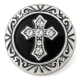 Cross Snap Jewelry Faith Christian Celtic Rhinestone 18MM Ginger Charm Button - Black - Fits Women's Customizable Bracelets, Necklaces, Keychains, Rings