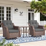Belord 4' Thick Cushion Outdoor Swivel Rocker Patio Chairs Set of 2, Wicker 3...