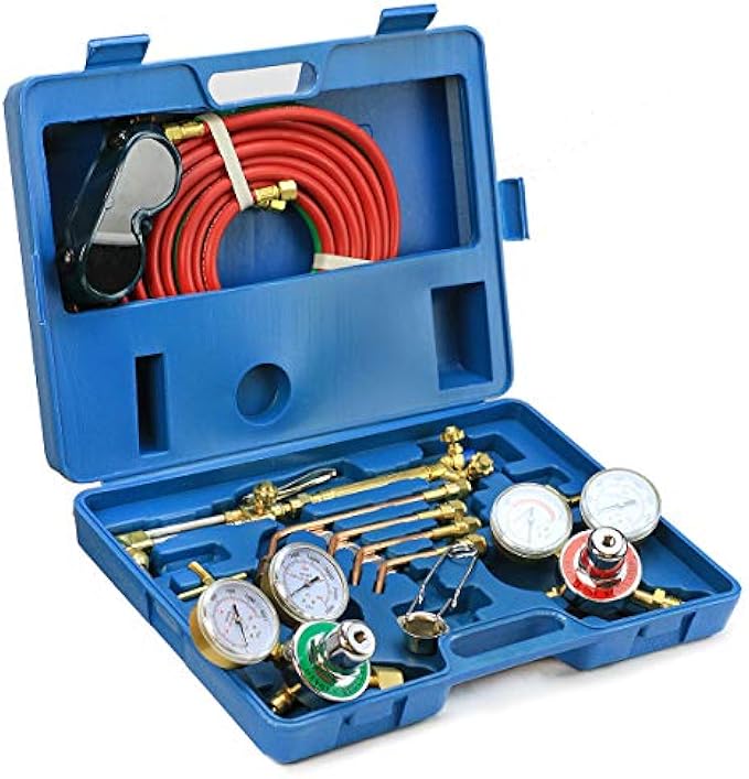 Stark USA 55147 Oxygen Acetylene Welder Tool Kit w/4 Nozzles Cutting Torch 15' Hose Gauge Regulators