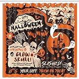 BOARDFEB Halloween Shower Curtain Decor Trick or Treat Gothic Shower Curtains with Hooks Spooky Shower Curtain 72 X 72 inch Polyester Fabric Bathroom Decoration Curtain Bathroom Decor