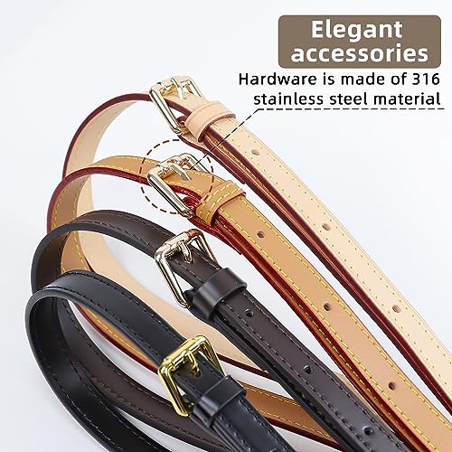 Image of Vachetta Leather Strap for Speedy Bag, Multi Length Handmade Adjustable Cowhide Crossbody Purse Strap for Handbag 【0.7 Inch Wide, Glossy Brown】