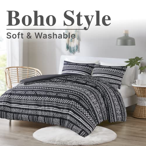 Codi Soleil Aztec Comforter Set King Size, Black Boho Folkloric Art Pattern Bedding, Soft Microfiber Fill Bed Sets, 1 Comforter & 2 Pillowcases (104X90 Inches) #TOP2