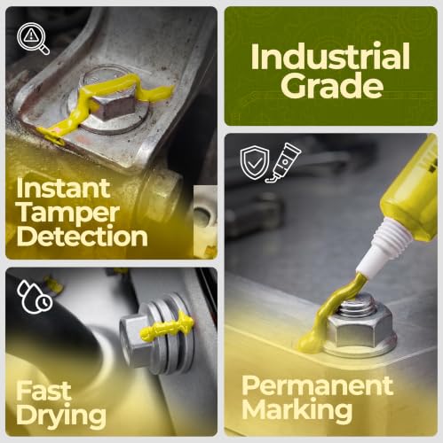 Image of Yellow Torque Seal - Tamper Proof Cross Check Repair & Maintenance Warranty Torque Marker - 1.8 Oz Squeeze Tube Indicator for Bolts & Fasteners - Made in USA