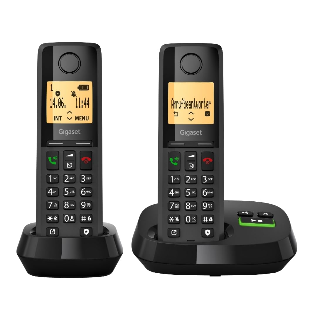 Gigaset Pure 320A Duo - Schnurloses DECT-Telefon mit Anrufbeantworter - mit Call-Block-Taste und Freisprechfunktion - 100 Kontakten, schwarz [Kompatibel in DE, IT, FR, NL, BE, Che, AUT]