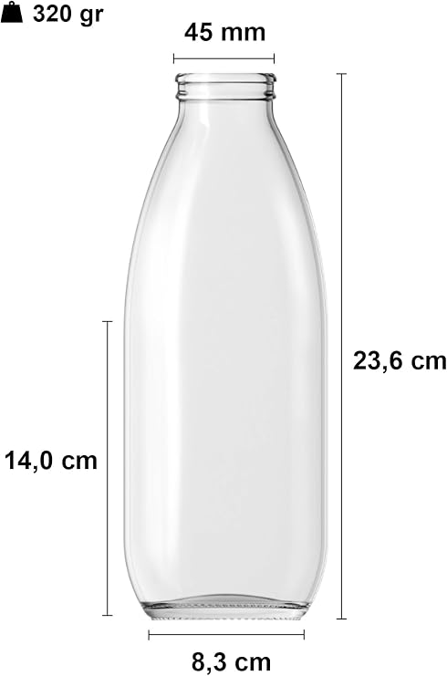 1000 ml Şeffaf Sürahi Süt, Ayran, Su, Limonata, Meşrubat Şişesi 1000 Cc Yırtmalı Kapaklı Cam Şişe 6 Adet (6, Beyaz Kilitli Kapak, 1000)