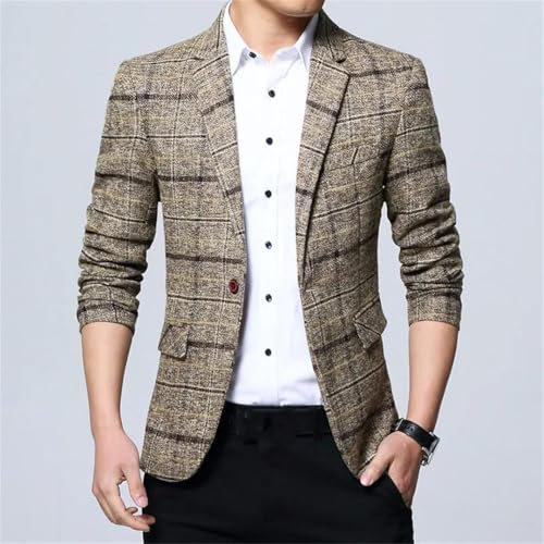 Men's Korean Style Casual Small Suit Checkered Jacket Fitted Large Size Single Western Wear4