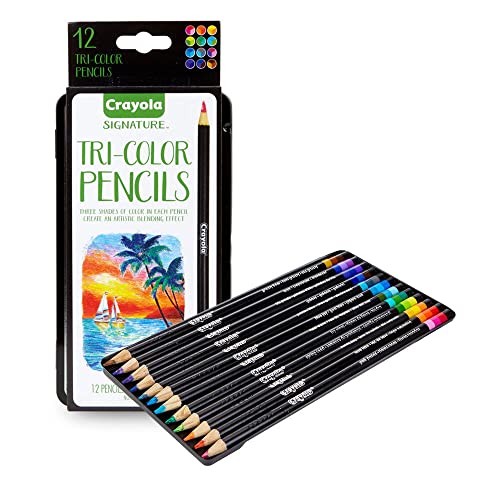Crayola Tri-Shade Colored Pencils with Decorative Tin, 12ct, Gift