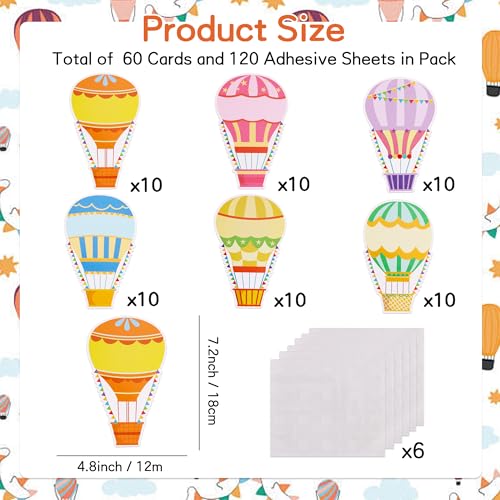Image of Vuzvuv 60 Pcs Colorful Hot Air Balloons Paper Cutouts 7.2 x 4.8 Inch Name Tags Labels for Spring Bulletin Board Class Decoration for Teacher Student Back to School Party Supplies for Craft Wall Decor