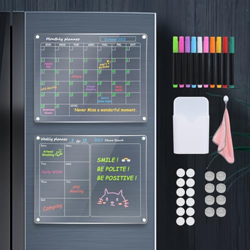 Tableau effaçable à sec calendrier magnétique en acrylique transparent 16x12 pour organisation