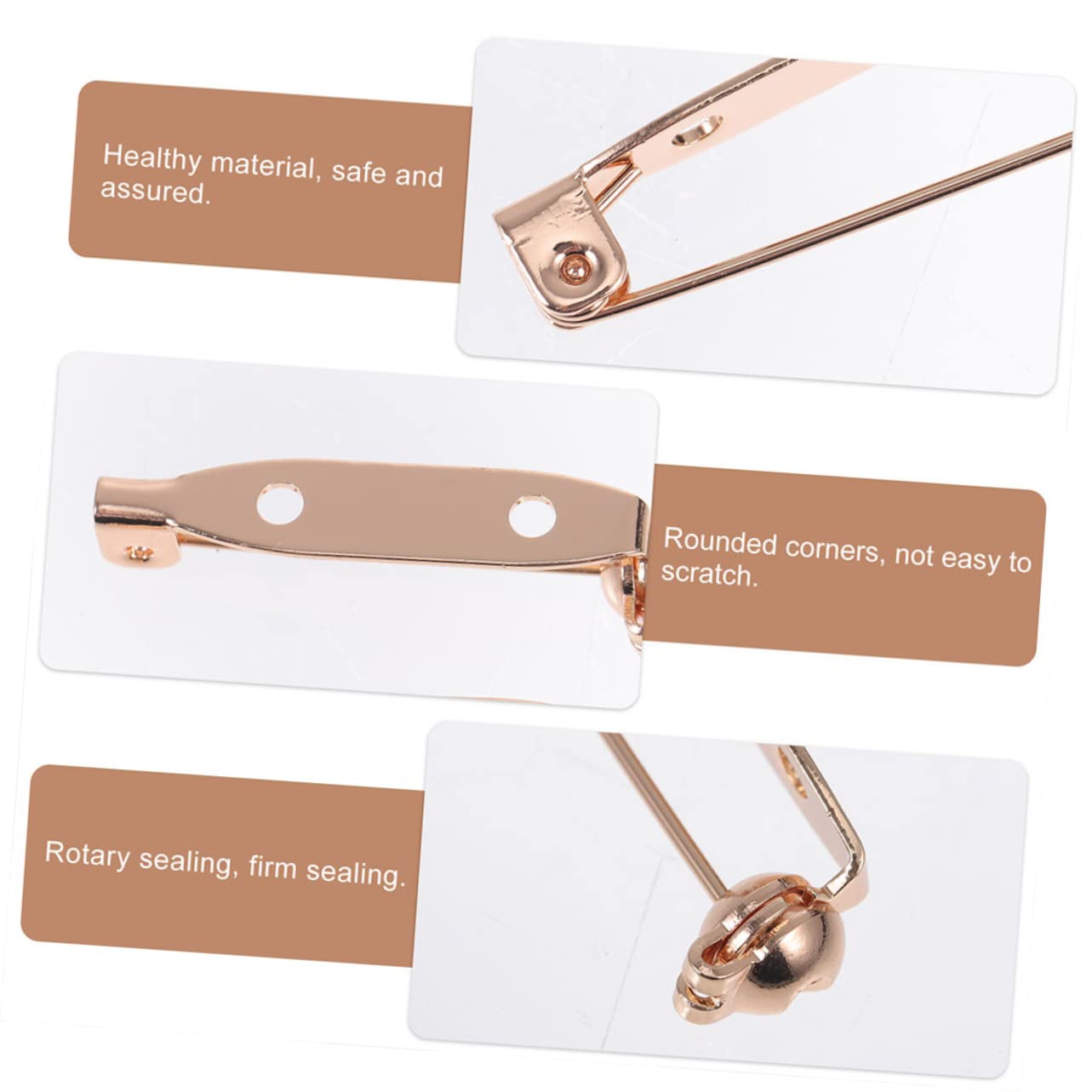 BESTYASH Alfiler Pin Horquillas Moño Chaquetones Mantoncillos Miçangas Broches De Seguridad De Bricolaje Patas Cierre Pasadores De Barra Broche De Seguridad Cobre Golden