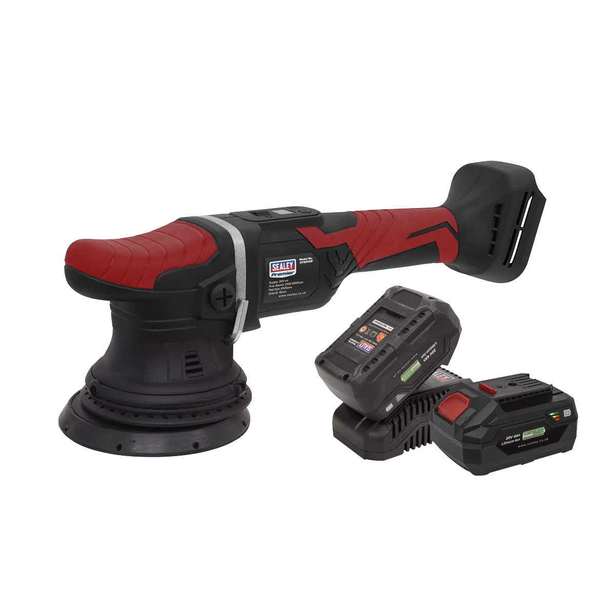 Sealey 20V SV20 Series Ø125mm Cordless Orbital Polisher 2x 4Ah CP20VOPKIT2