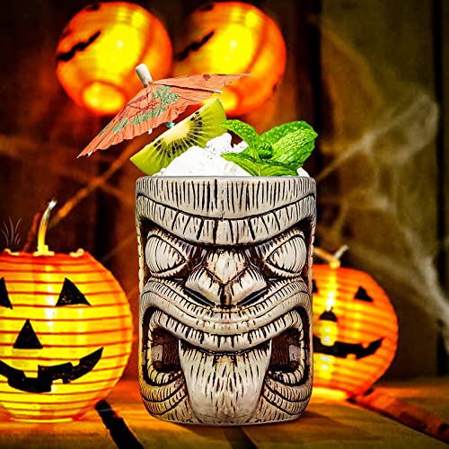 Ceramic Tiki Glasses, Cocktail Glasses & Mugs Set of 3, Exotic Tiki Cups - Image 4