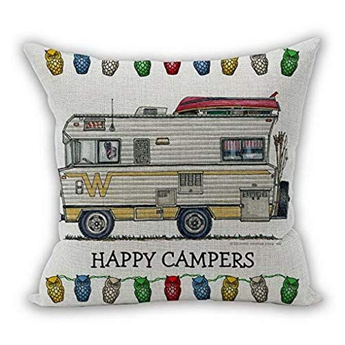 Nunubee Set Of 4 Christmas Decorations Throw Pillow Covers Cushion Cover Square Pillow Cases 18X18 Inch / 45X45 Cm - Happy Campers A #TOP2