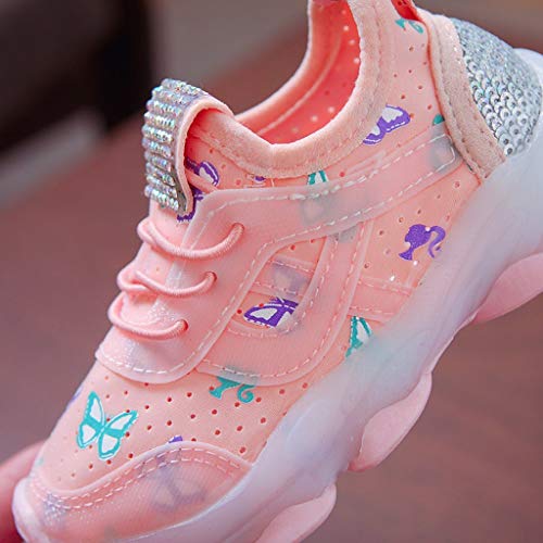 Mercatoo Tênis de corrida infantil para meninas, tênis de corrida esportivo luminoso com LED de cris